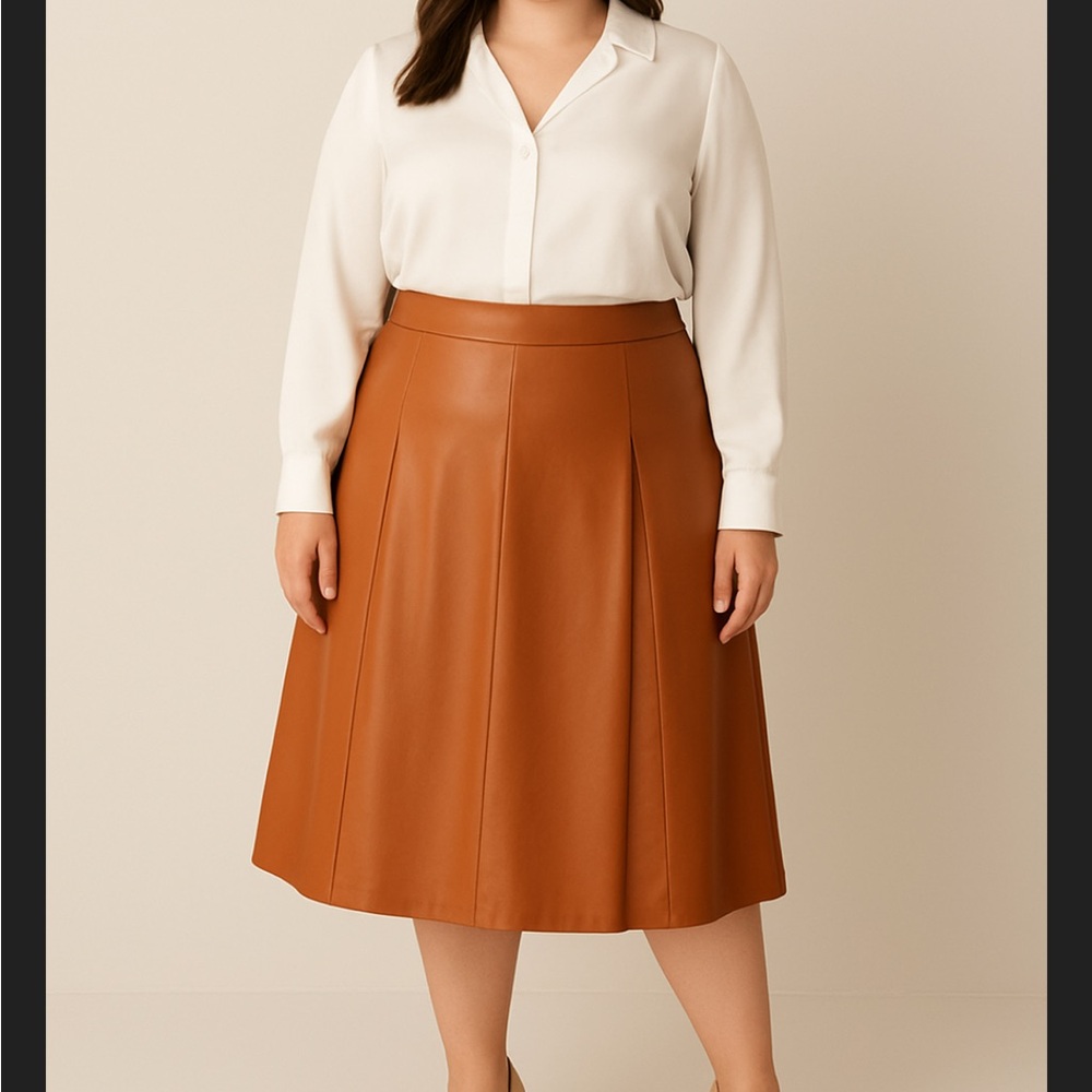 Eloquii Faux Leather Midi Skirt Sz 22